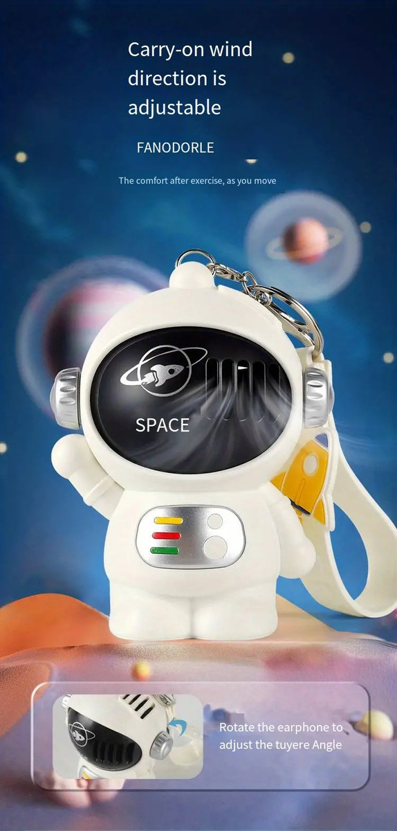 Ventilador Portatil Llavero Astronauta Espacial Blanco Promo - Imagen 5
