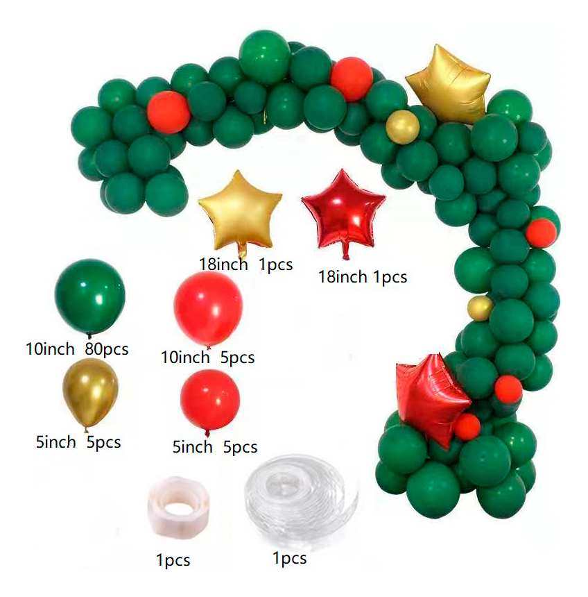 Arco Decoracion Globos Navidad Verde Rojo Estrella Dorada - Imagen 2