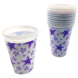 Vasos Fiesta Blanco Morado Estrellas X 12 Comprar Barato