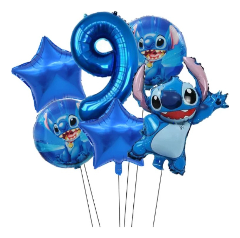 Kit Decoracion Globos Numero Azul Stitch Lilo Fiesta Comprar - Imagen 9