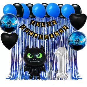 Kit Globos Cumpleaños Decoracion Chimuelo Dragon Entrenar