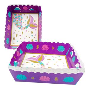 Platos Fiesta Bandeja Cola Sirena Animales Mar Pastel X12 Un