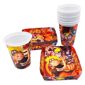 Kit 12 Vasos 12 Platos Decorativos Naruto Shippuden