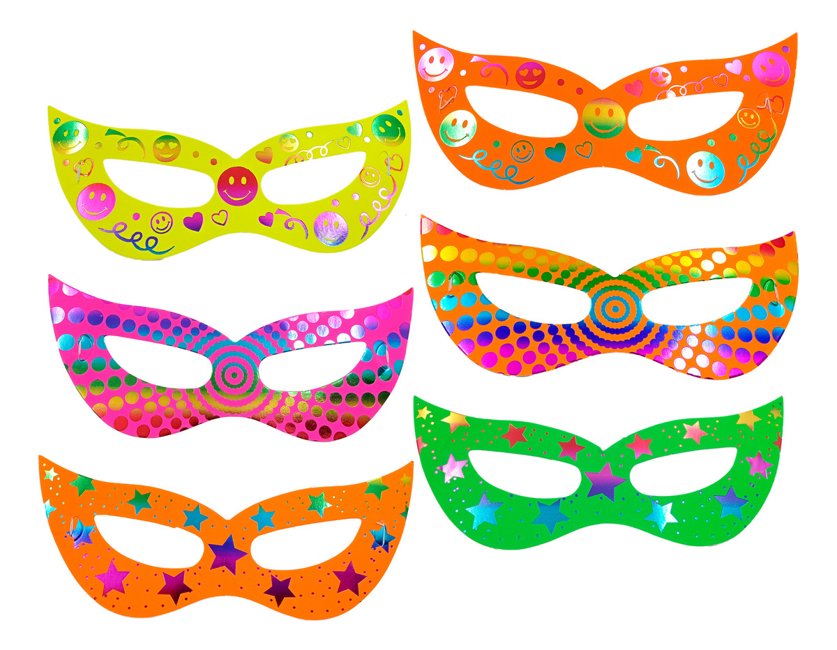 Antifaz Estampado Neon Fiesta Hora Loca Cumpleaños X3 Unit