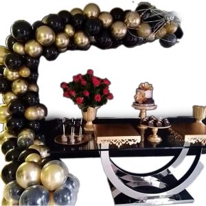 Decoracion Globos Arco Dorado Negro Boda Grado Comprar Ya