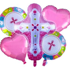 Decoracion Globo Metalizado Bautizo Comunion Religion Niña