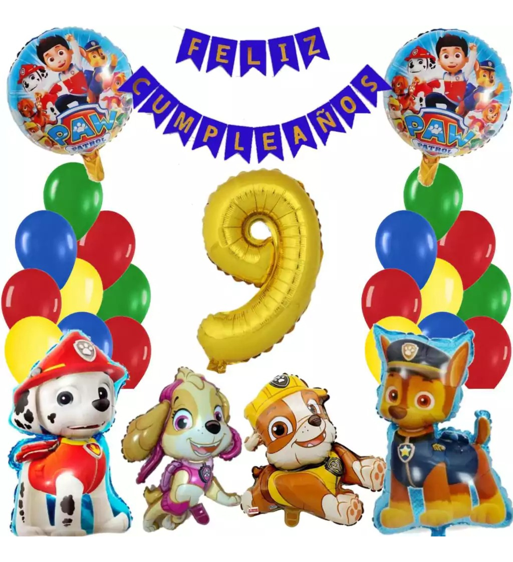 Bouquet Globos Paw Patrol Chase Rubble Marshall Perro Skye - Imagen 9