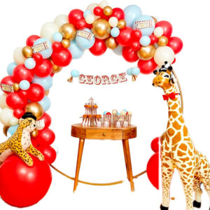 Arco Globos Selva Rojo Azul Dorado Cumpleaños Oferta Promo
