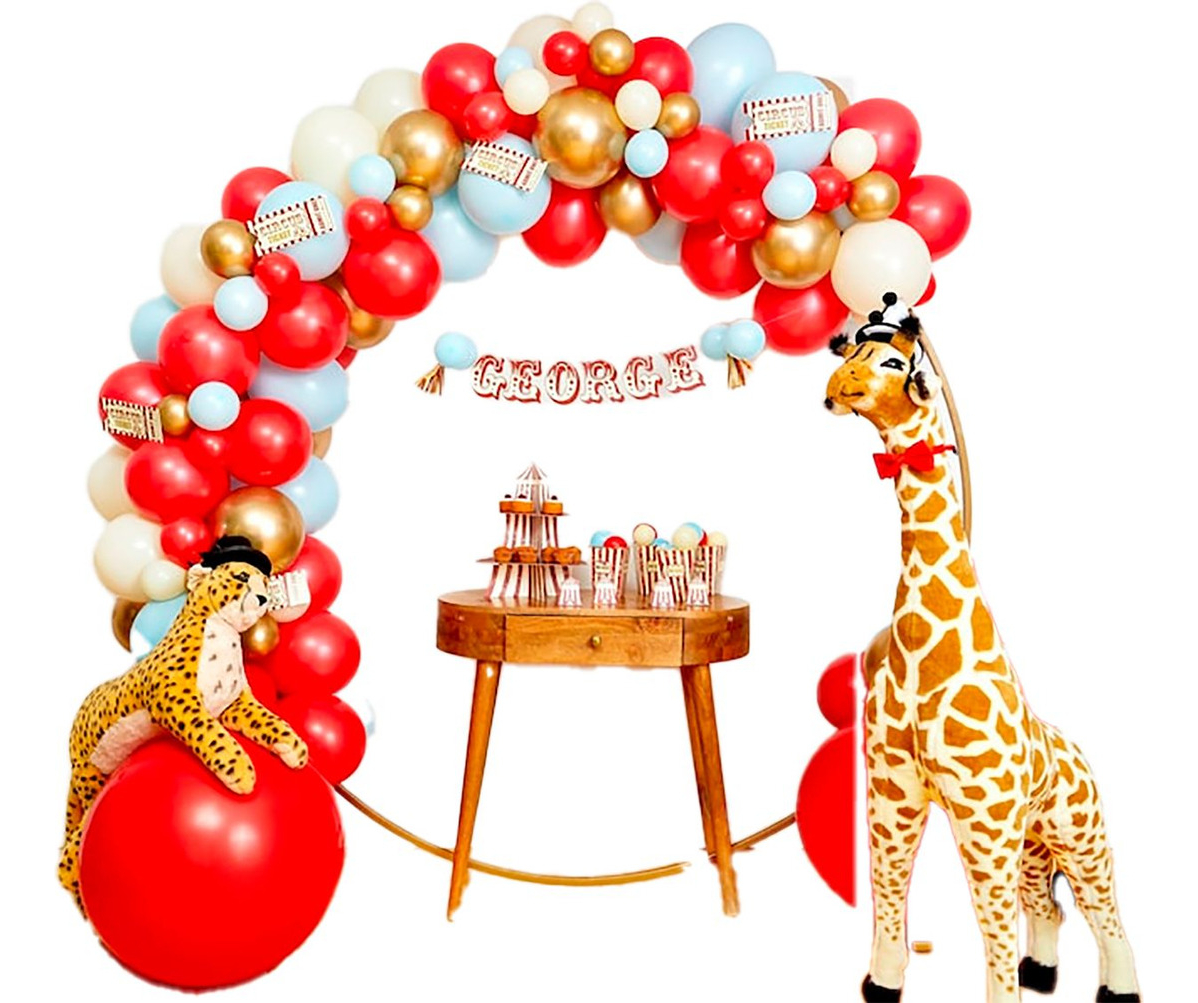 Arco Globos Selva Rojo Azul Dorado Cumpleaños Oferta Promo