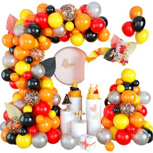 Arco Globos Rojo Naranja Negro Plateado Morado Mini Comprar