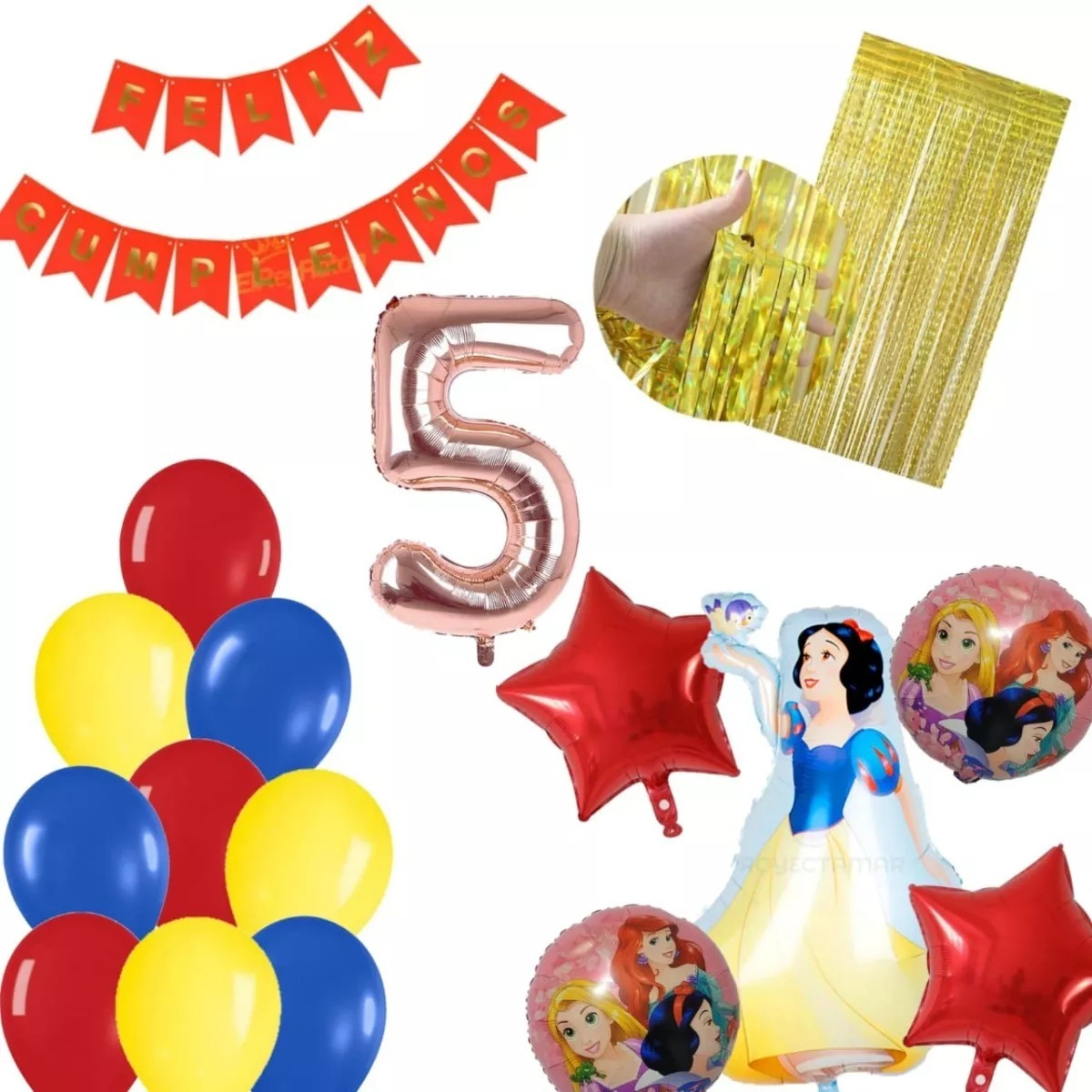 Kit Globos Decoracion Princesa Blanca Nieves Cumpleaños Hoy - Imagen 5