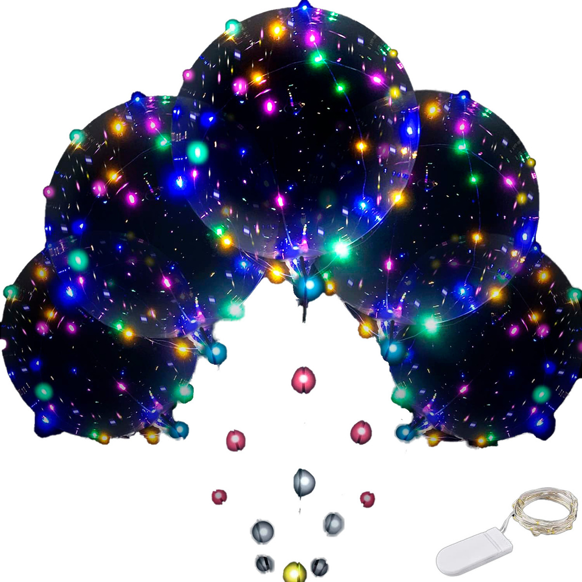 Globos Led Burbuja Helio Luz Luces 2m Bateria X 3u Promo - Imagen 3