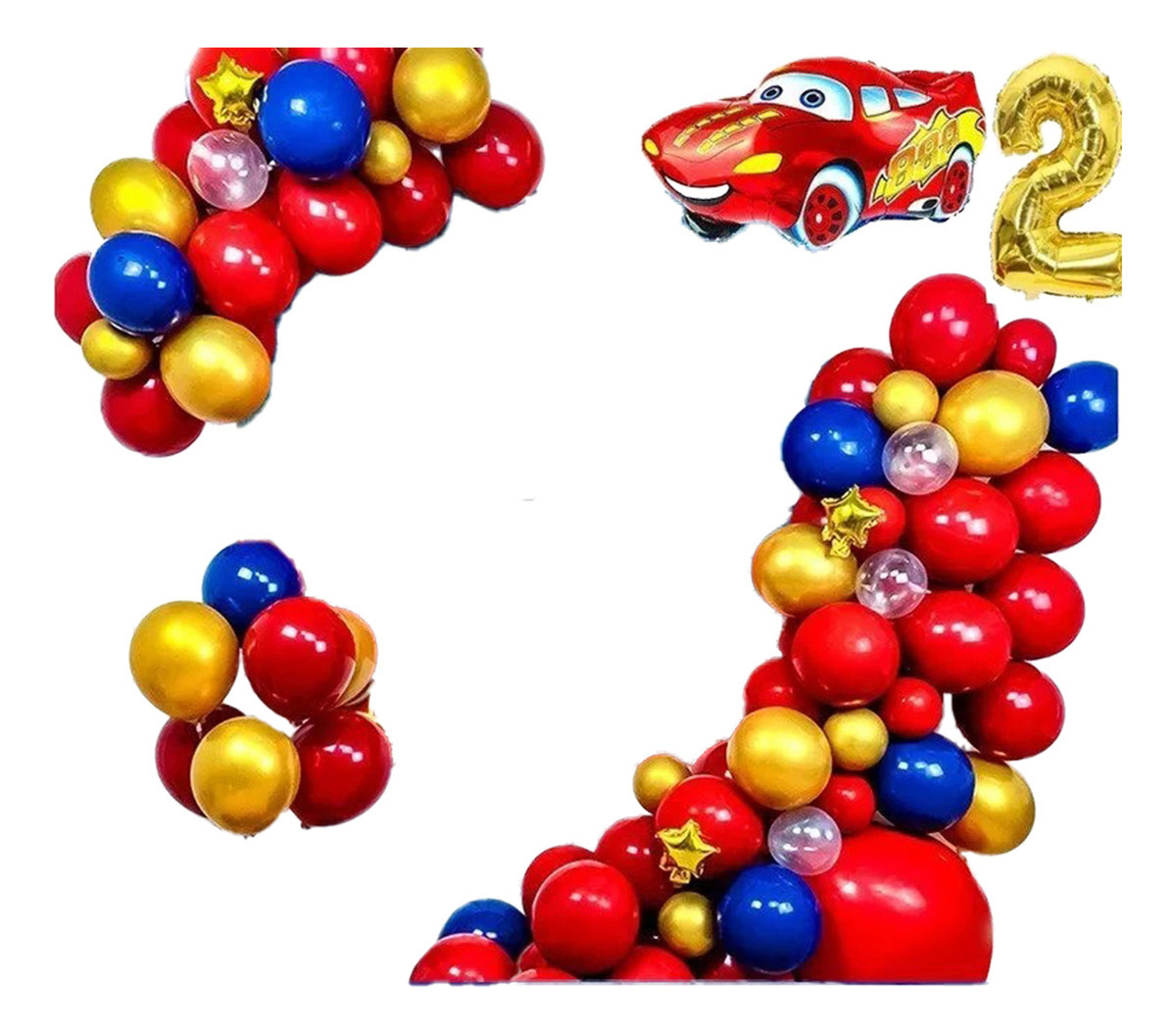 Decoracion Globos Cars Rojo Azul Dorado Cumpleaños Niño Hoy - Imagen 10