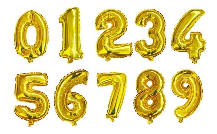 Globo Numero Dorado Plateado Oro Rosa0 9 Altura 82cm Promo
