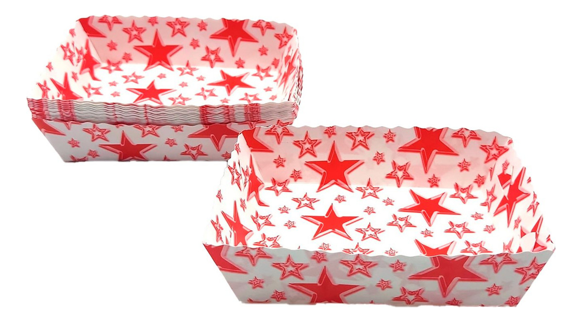 Platos Fiesta Blanco Rojo Estrellas X 12 Promo Original Top