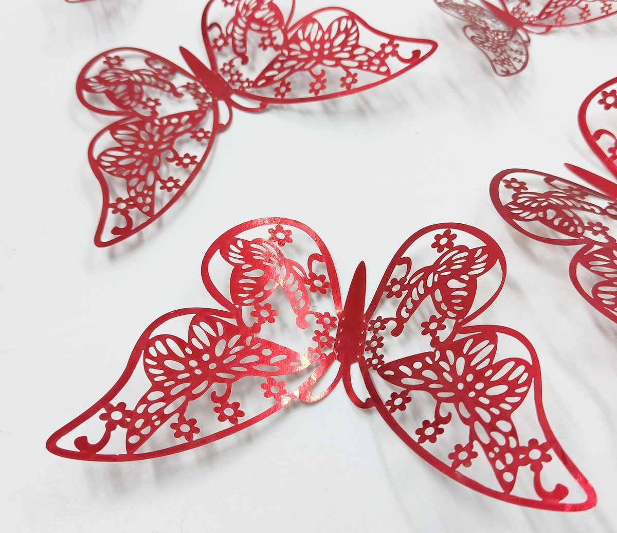 Mariposas Decorativas 3d Papel Pared Rojo Troquel Mariposa - Imagen 2