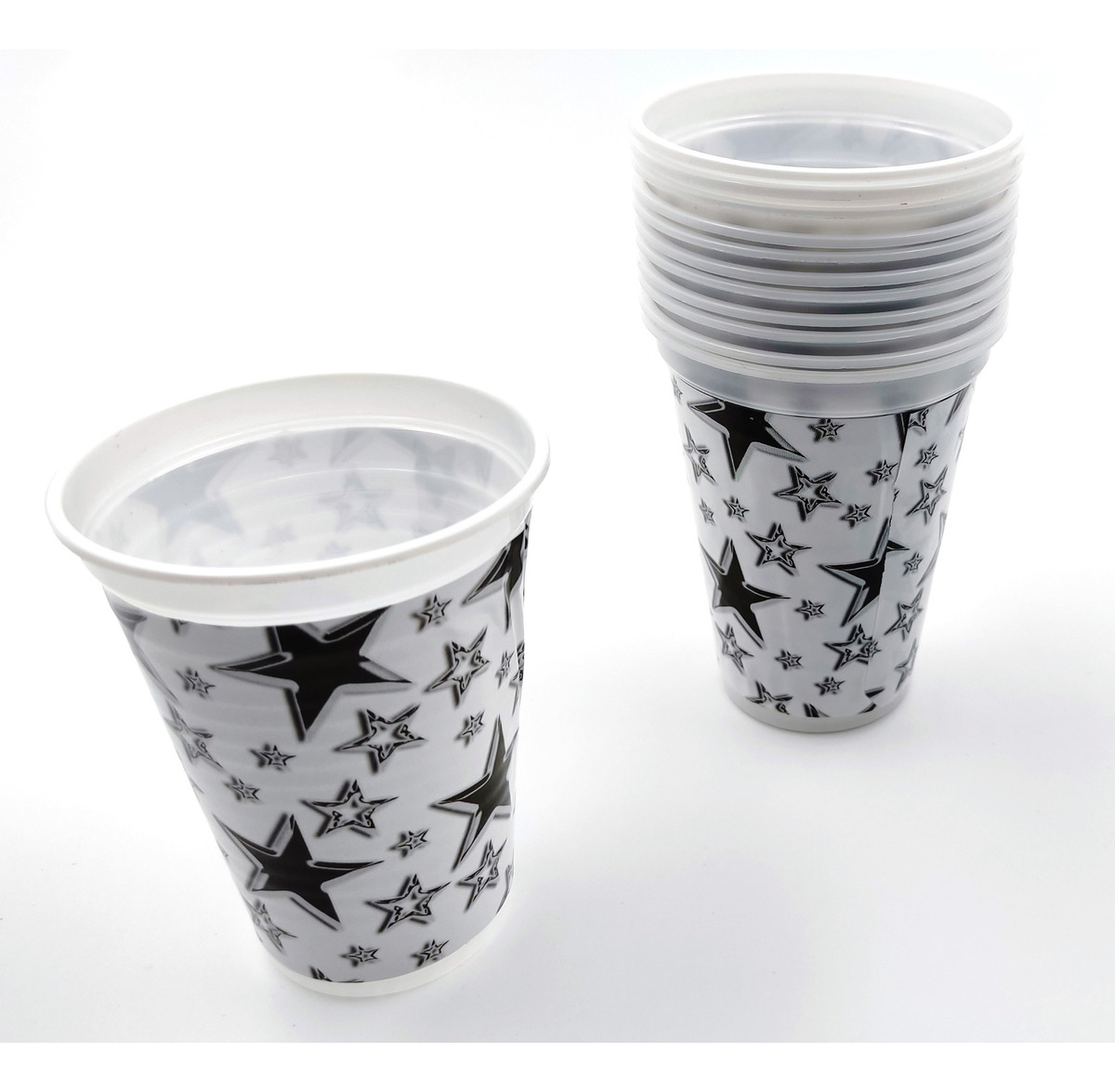 Kit Fiesta Vasos Platos Estrellas Negro X12 Unidades Oferta - Imagen 3