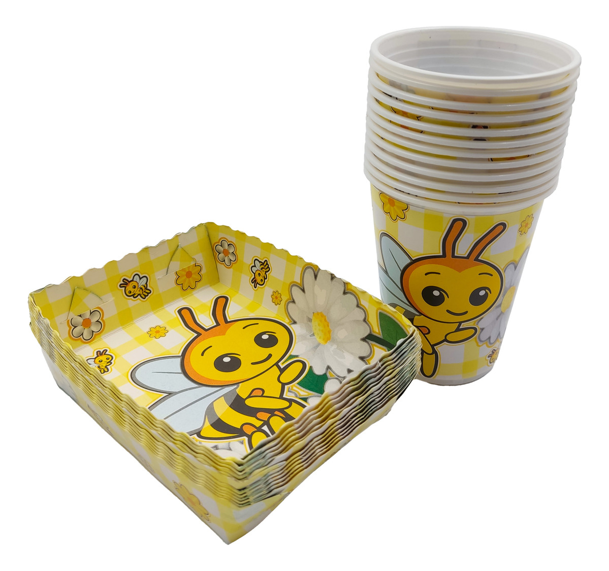 Kit 12 Vasos Platos Aveja Panal Miel Margarita Picnic Barato