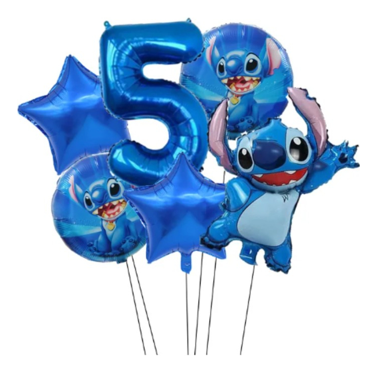 Kit Decoracion Globos Numero Azul Stitch Lilo Fiesta Comprar - Imagen 5