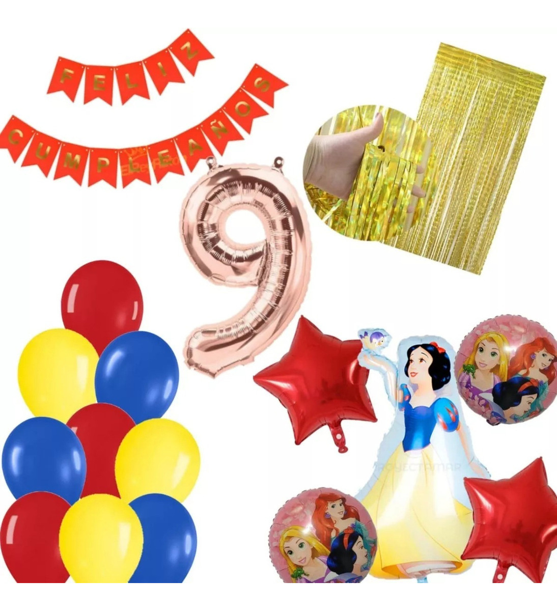 Kit Globos Decoracion Princesa Blanca Nieves Cumpleaños Hoy - Imagen 9