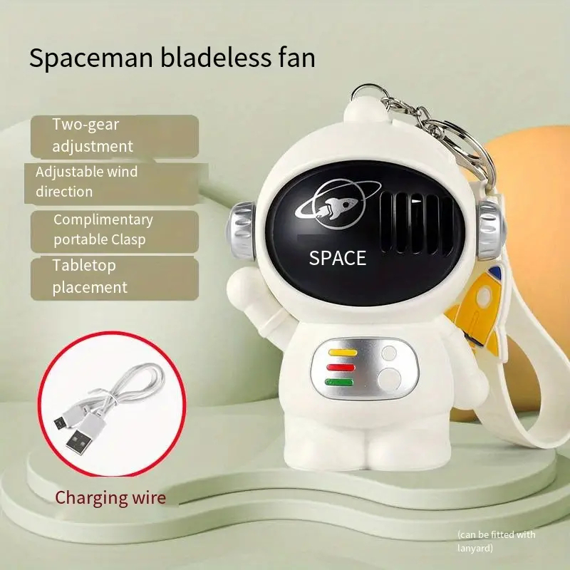 Ventilador Portatil Llavero Astronauta Espacial Blanco Promo - Imagen 2