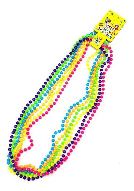 Collar Perlas Pepas Neon X 12 Unidades Hora Loca Disfraz - Imagen 2