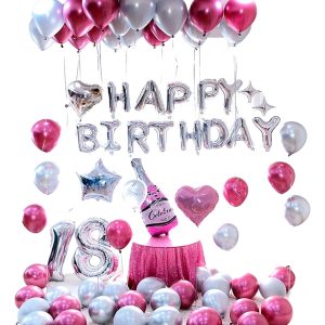 Decoracion Feliz Cumpleaños Fucsia Globos Guirnalda Arco