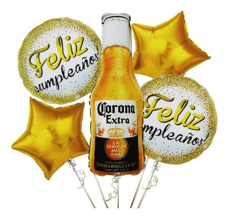 Bouquet Globo Decoracion Corona Cerveza Feliz Cumpleaños - Imagen 2