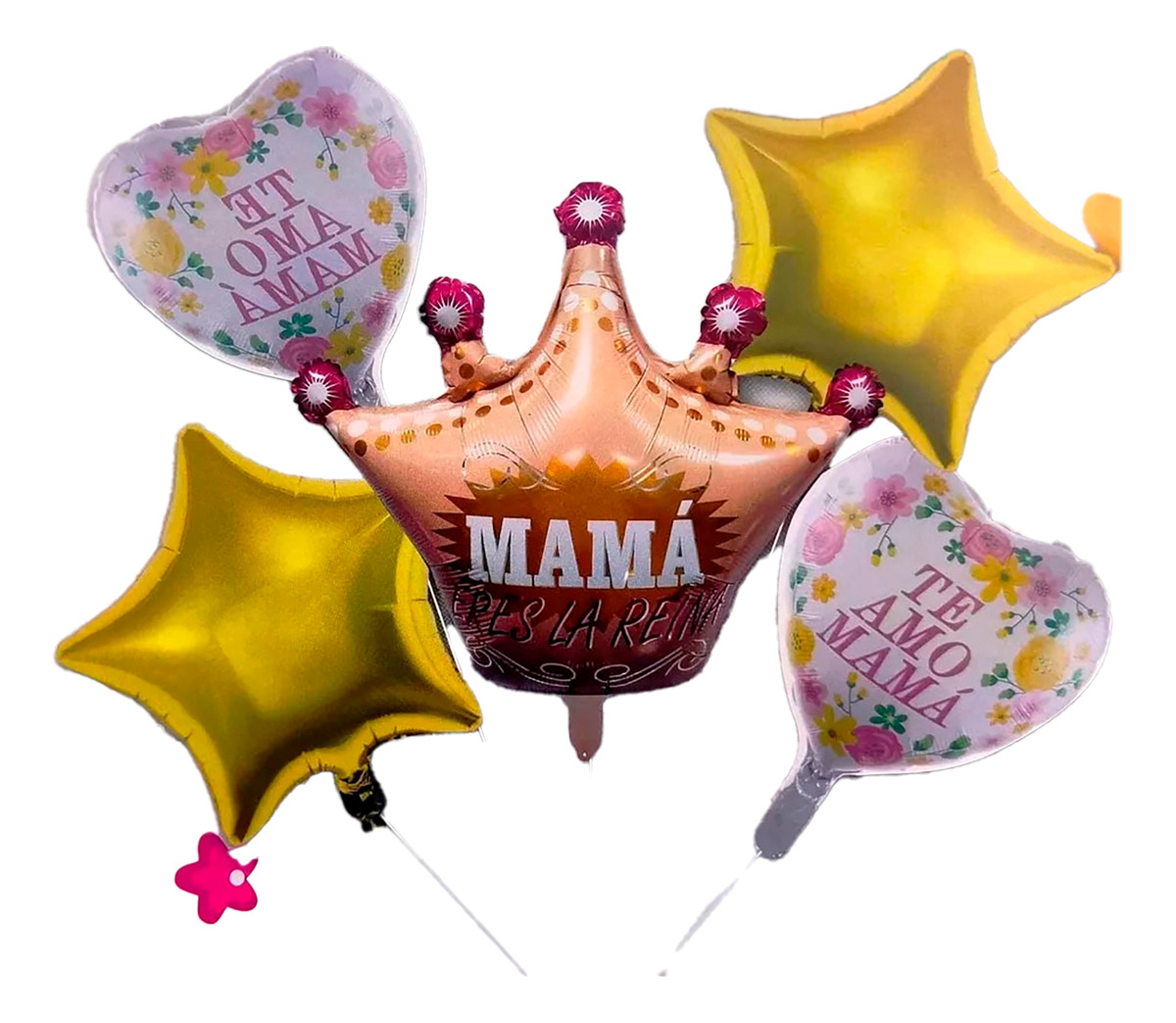 Bouquet Globos Corona Feliz Dia Mama Te Amo Promo Original