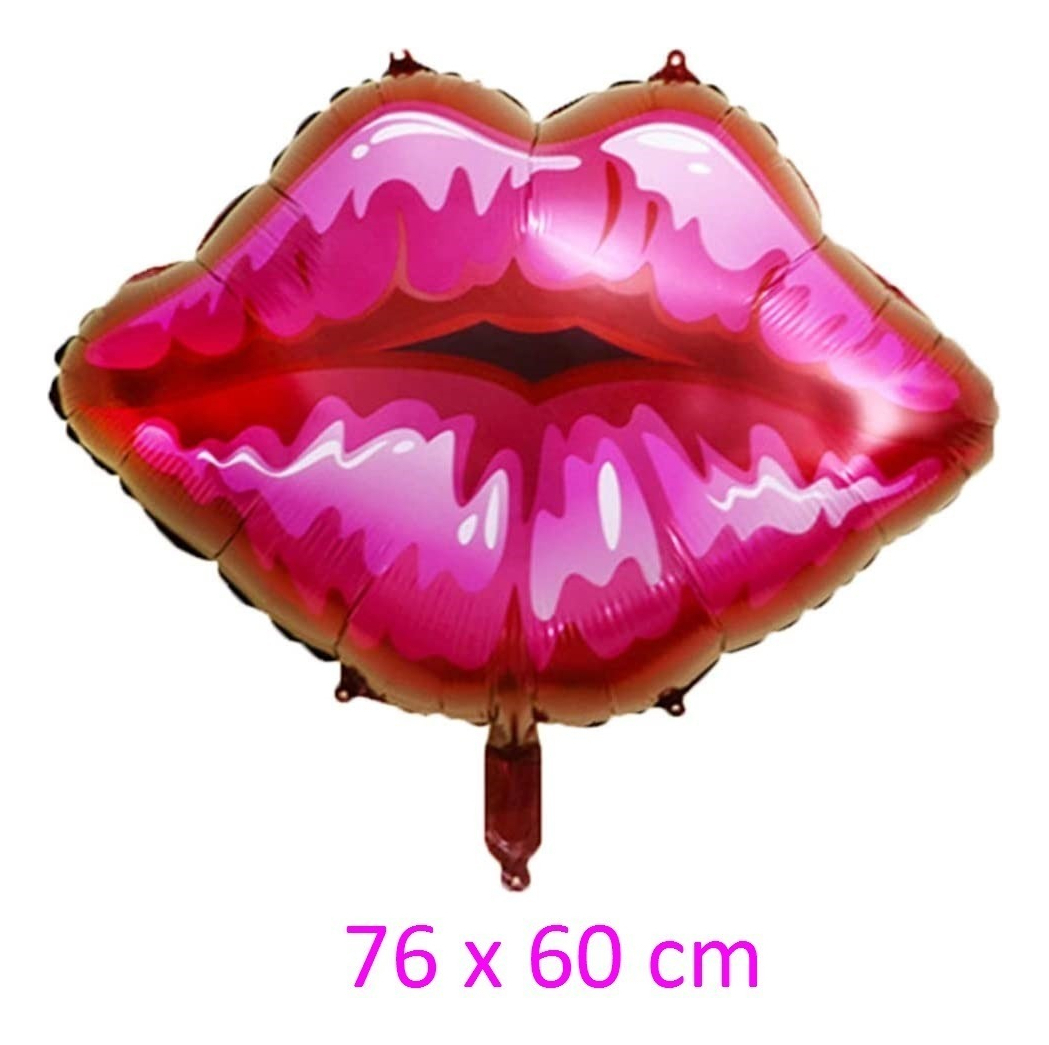 Bouquet Globos Labios Labial Metalico Cumpleaños Fiesta Beso - Imagen 3