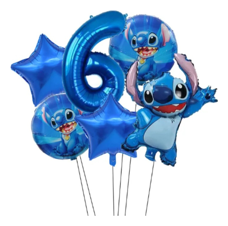 Kit Decoracion Globos Numero Azul Stitch Lilo Fiesta Comprar - Imagen 6