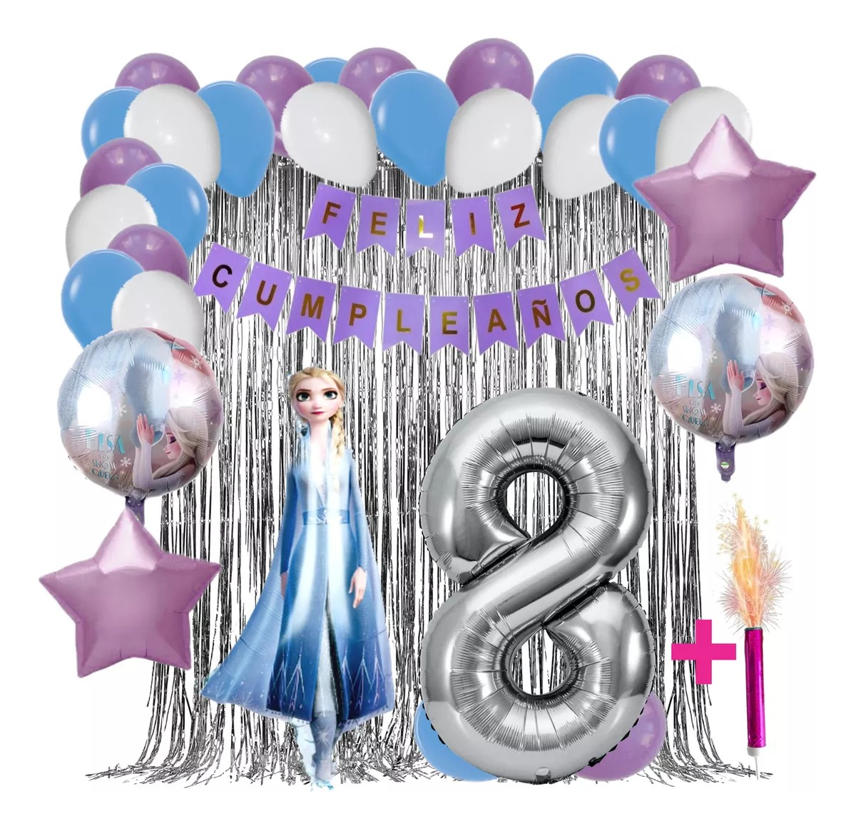 Kit Globos Decoracion Frozen Cortina Plateado Princesa Envío - Imagen 8