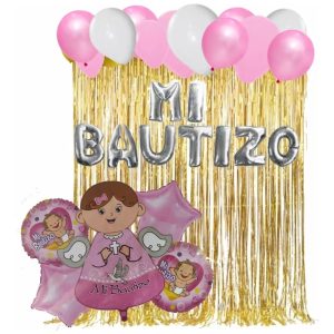 Dorado Rosado Plateado Globo Decoración Bautizo Niña