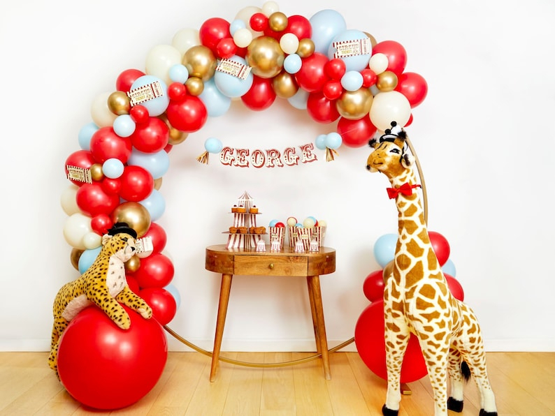 Arco Globos Selva Rojo Azul Dorado Cumpleaños Oferta Promo - Imagen 2