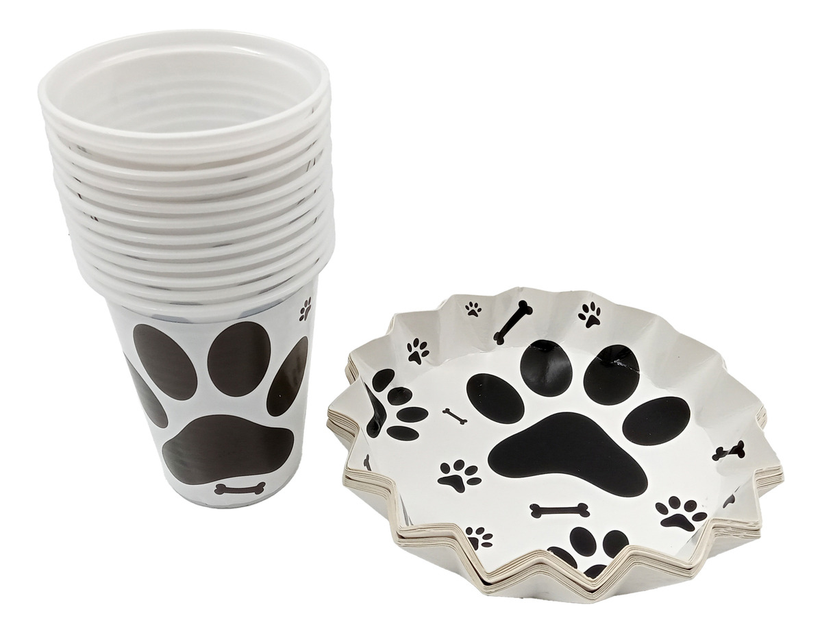 Kit Vasos Platos Huella Animales Perro Patrulla Canina Ya