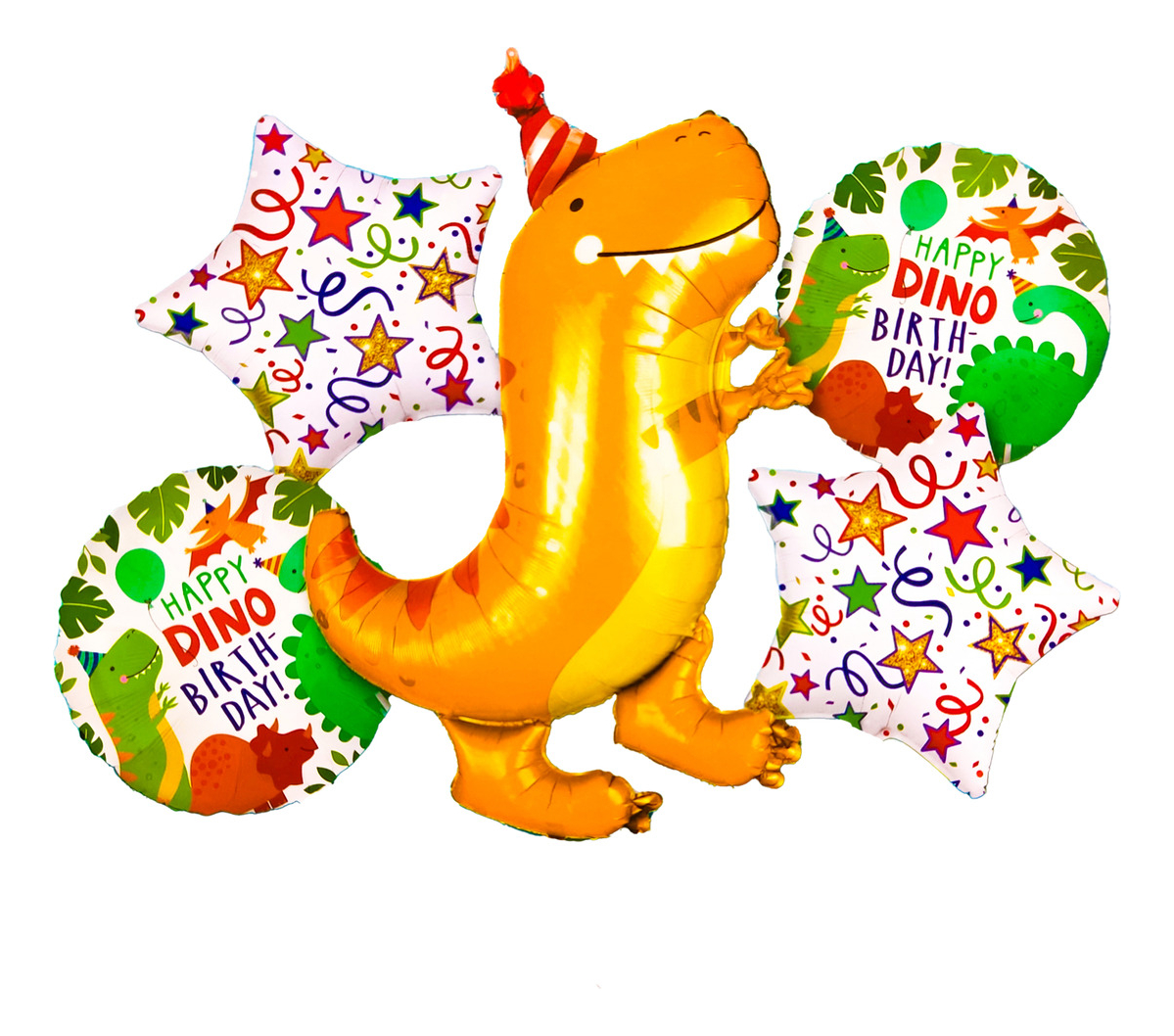 Bouquet Globos Kit Dinosaurio Feliz Dino Cumpleaños Selva