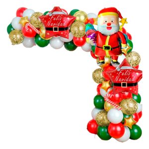 Kit Arco Decoracion Globos Navidad Papa Noel Rojo Verde Hoy