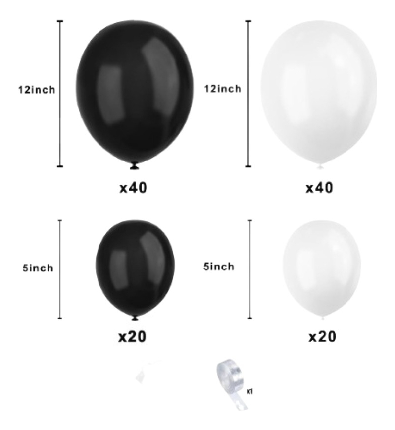 Kit Globos Decoracion Negro Blanco Fiesta Comprar Barato - Imagen 2