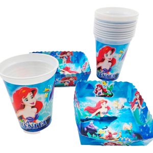 Kit 12 Vasos 12 Platos Decorativos Sirena