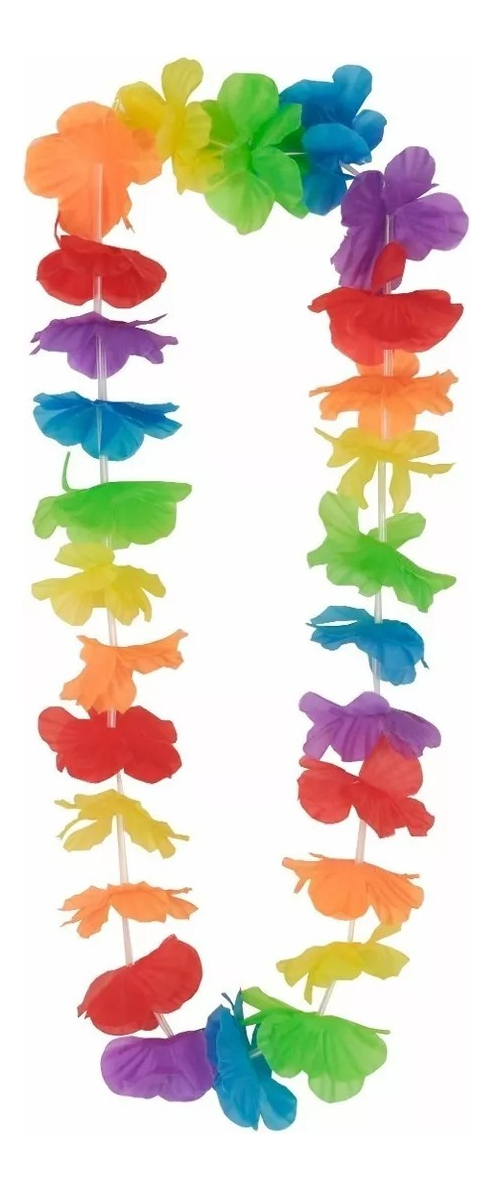 Collar Tela Hawaiano X 12 Docena Hora Loca Fiesta Decoracion - Imagen 3