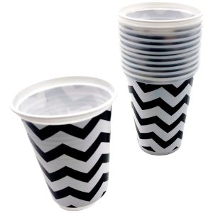 Vasos Blanco Negro Lineas Zigzag X 12 Comprar Barato Calidad