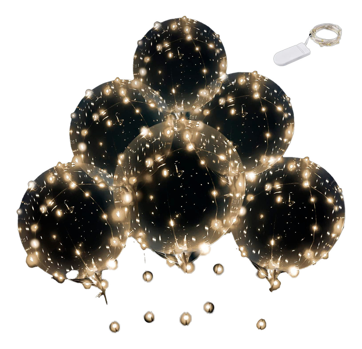Globos Led Burbuja Helio Luz Luces 2m Bateria X 3u Promo