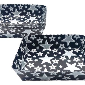 Platos Fiesta Plateado Negro Estrellas Plateado X 12 Units