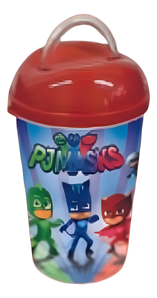 Vaso Pitillo Pj Mask Rojo Mesa Cumpleaños Heroes Pijama X12