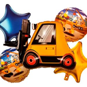 Bouquet Globos Montacargas Cajas Carro Construccion Comprar