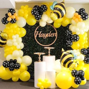 Arco Globos Panal Abeja Insecto Polka Amarillo Negro Promo