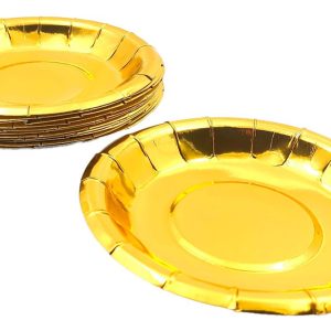 Plato Dorado Metalizado Redondo Torta X 10 Unidades Oferta