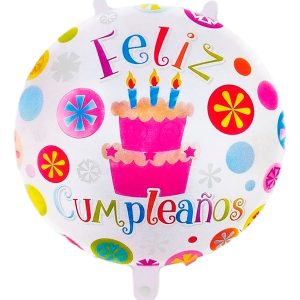 Globo Pastel Feliz Cumpleaños Blanco Rosado Fiesta 45x45cm