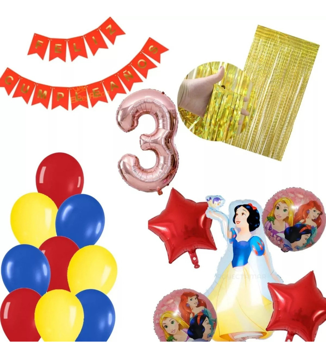 Kit Globos Decoracion Princesa Blanca Nieves Cumpleaños Hoy - Imagen 3