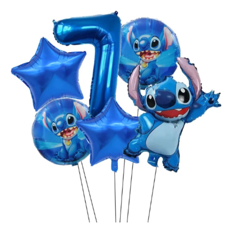 Kit Decoracion Globos Numero Azul Stitch Lilo Fiesta Comprar - Imagen 7
